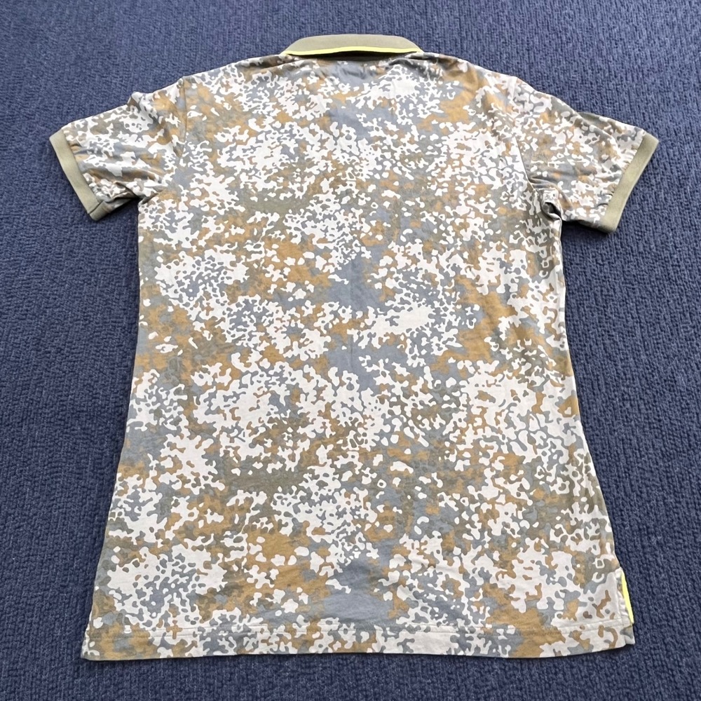 FiftyFiveDSL Diesel Mens Camo Polo Shirt Green Tan Flecktarn Print Size L - Picture 2 of 9